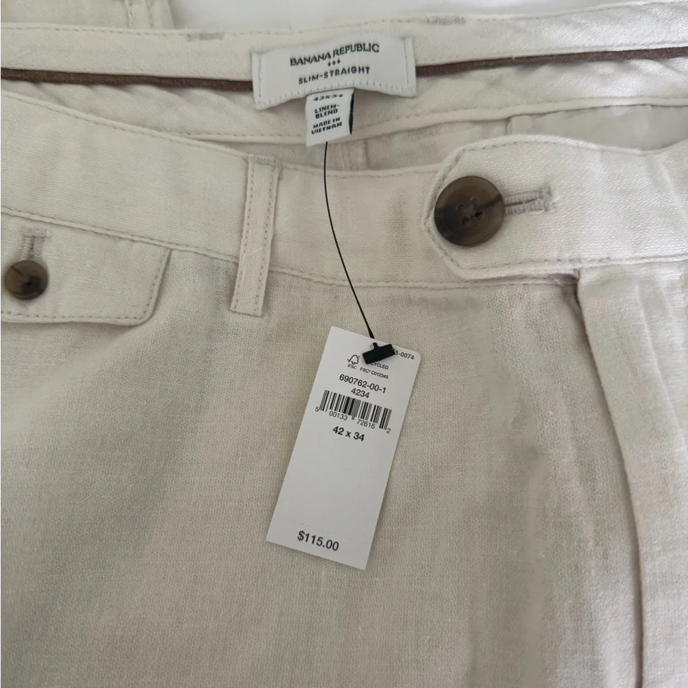 Banana Republic Factory Slim-Straight Linen Blend Pants – Size 42x34 – NWT